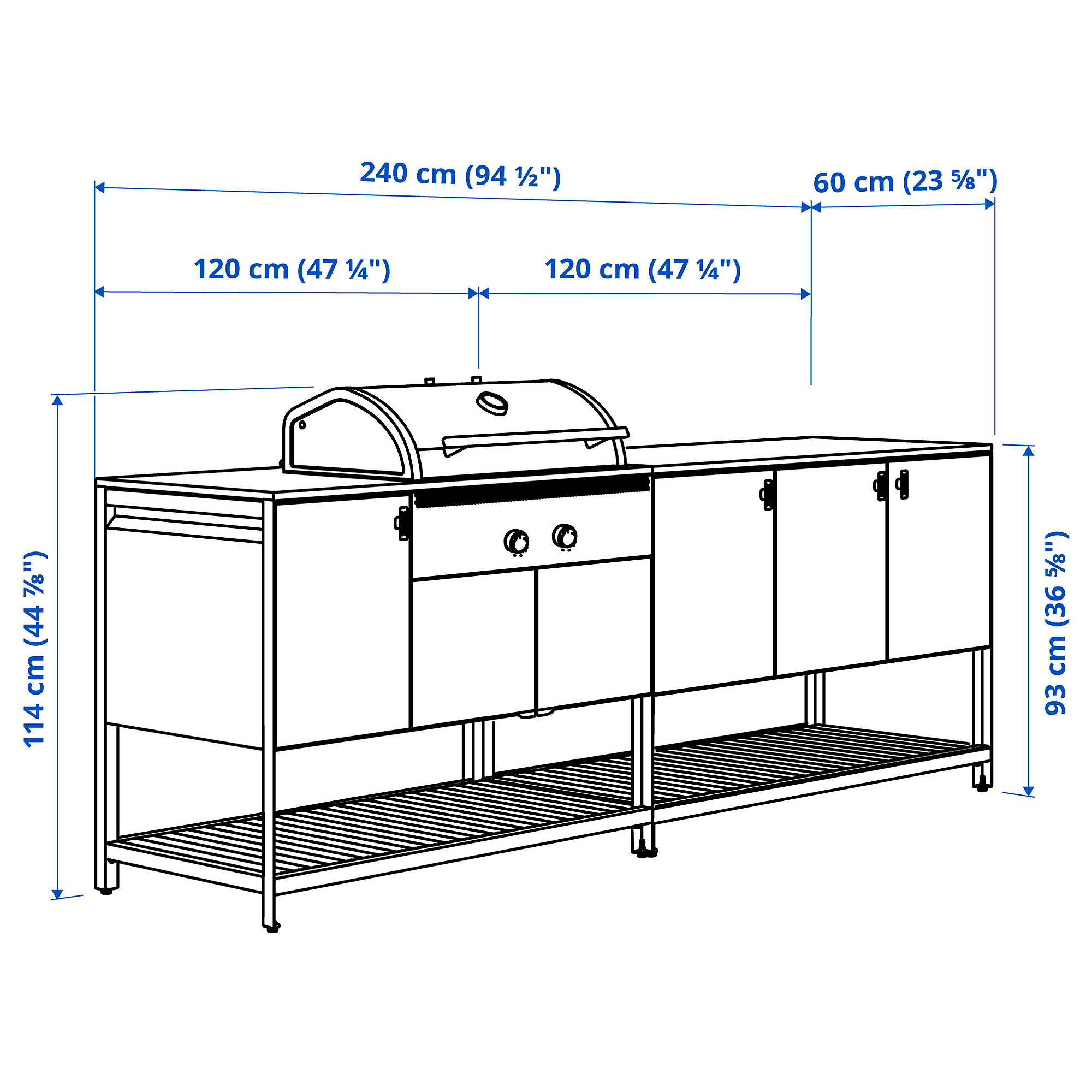 BÅTSKÄR outdoor kitchen w charcoal barbecue