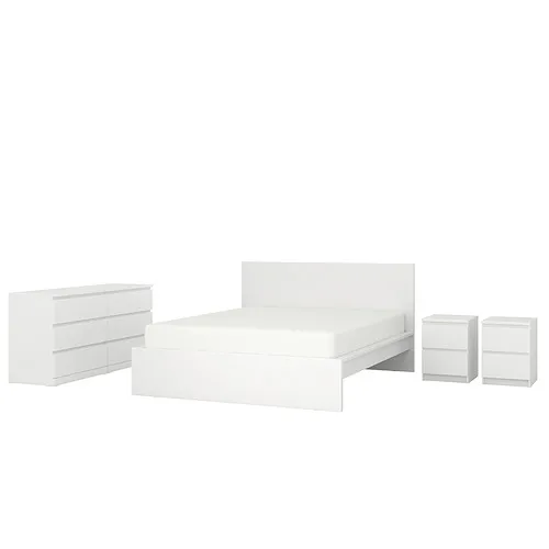 MALM - 臥室家具 4件組, 雙人床框, 白色 | IKEA 線上購物 - PE866490_S4