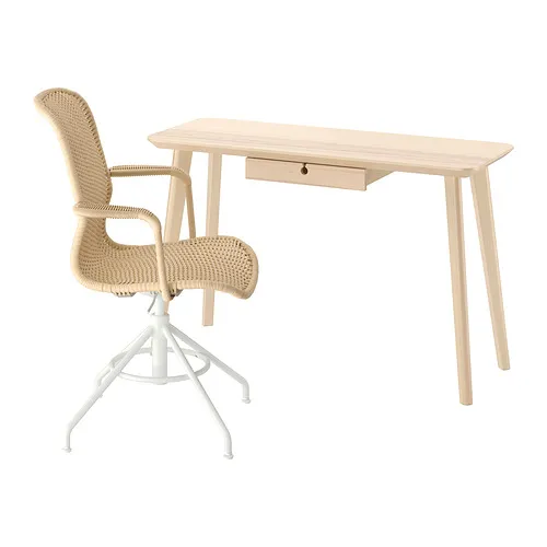 LISABO/STIGBYGEL - desk and chair, ash veneer beige/white | IKEA Taiwan Online - E1007394_S4