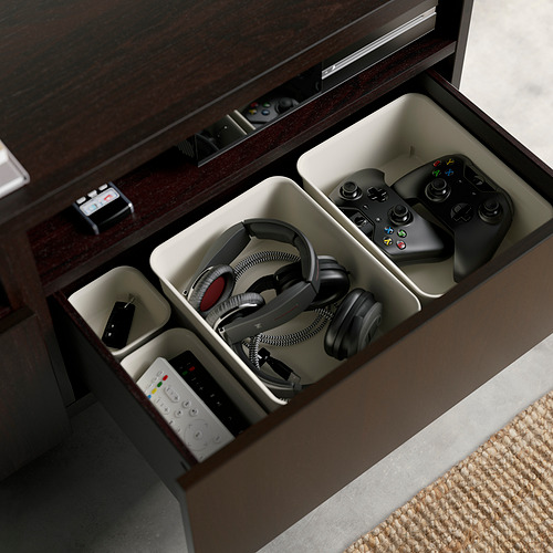 BESTÅ - TV bench with drawers and door, black-brown/Hedeviken oak veneer | IKEA Taiwan Online - PE824550_S4