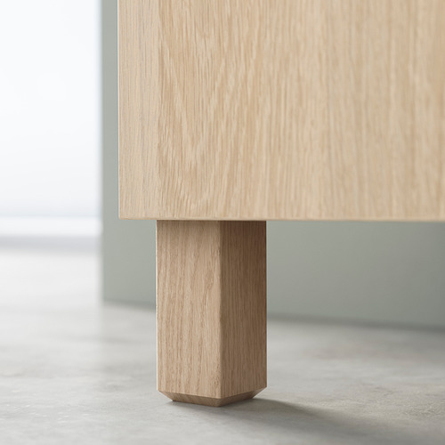 BESTÅ - storage combination with drawers, white stained oak effect Hanviken/Sindvik/Stubbarp white stained oak eff clear glass | IKEA Taiwan Online - PE824568_S4