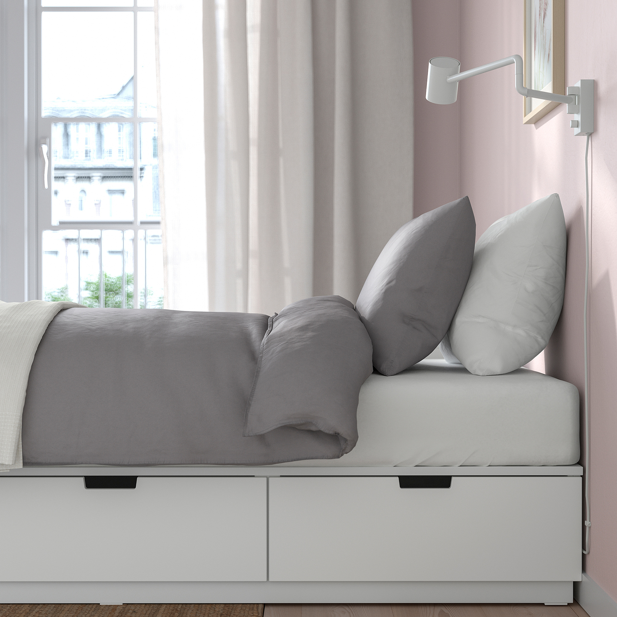 NORDLI bed frame with storage and mattress