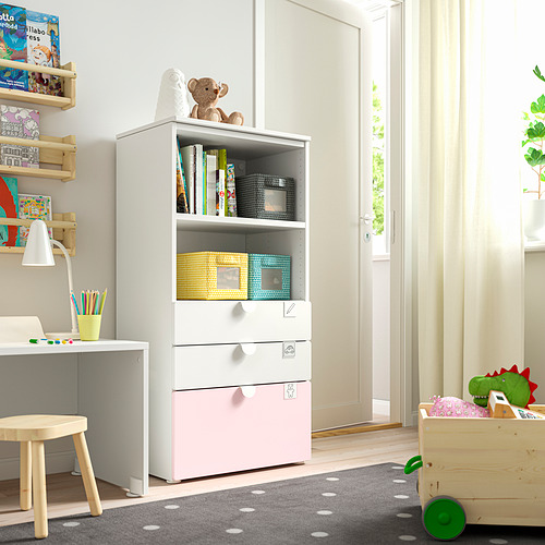 SMÅSTAD/PLATSA - bookcase, white pale pink/with 3 drawers | IKEA Taiwan Online - PE824592_S4