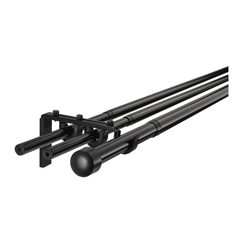 RÄCKA/HUGAD - triple curtain rod combination, black,120-210cm | IKEA Taiwan Online - PE680203_S4