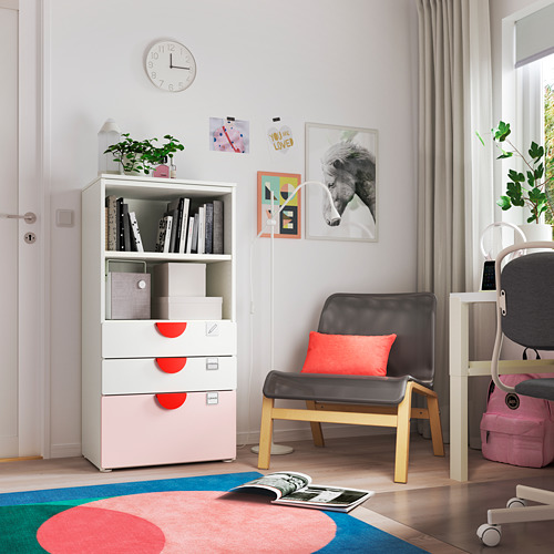 SMÅSTAD/PLATSA - bookcase, white pale pink/with 3 drawers | IKEA Taiwan Online - PE824625_S4