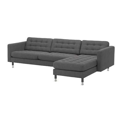 LANDSKRONA - 4-seat sofa, with chaise longue/Gunnared dark grey/metal | IKEA Taiwan Online - PE680339_S4