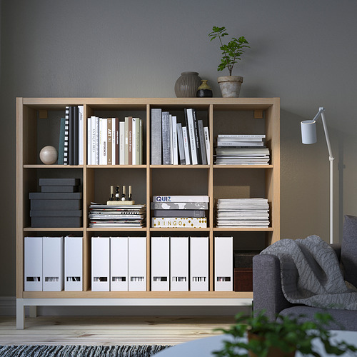 KALLAX - 層架組合附底架, 染白橡木紋/白色 | IKEA 線上購物 - PE866977_S4