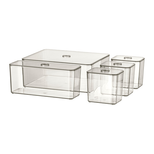 GODMORGON - 附蓋收納盒 5件組, 煙燻色 | IKEA 線上購物 - PE768615_S4