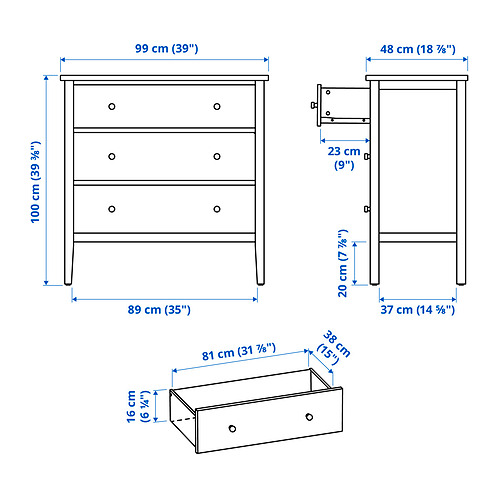 GULLABERG chest of 3 drawers