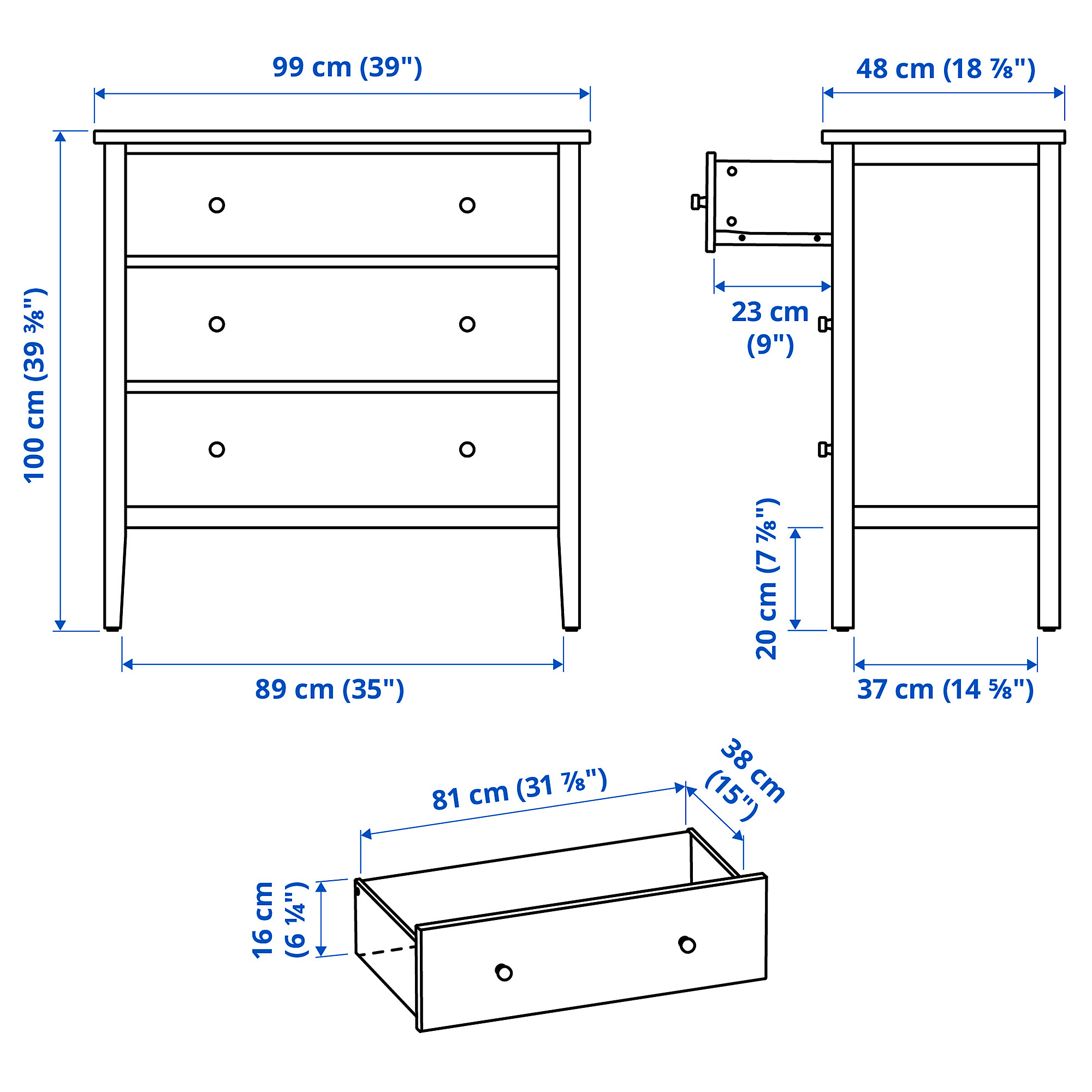 GULLABERG chest of 3 drawers