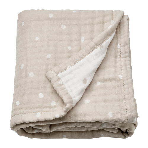 LEN - blanket, white beige/dot pattern muslin, 80x100 cm | IKEA Taiwan Online - E1007773_S4