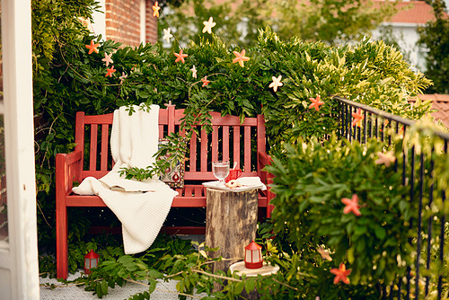 PÄRONHOLMEN bench with backrest, outdoor