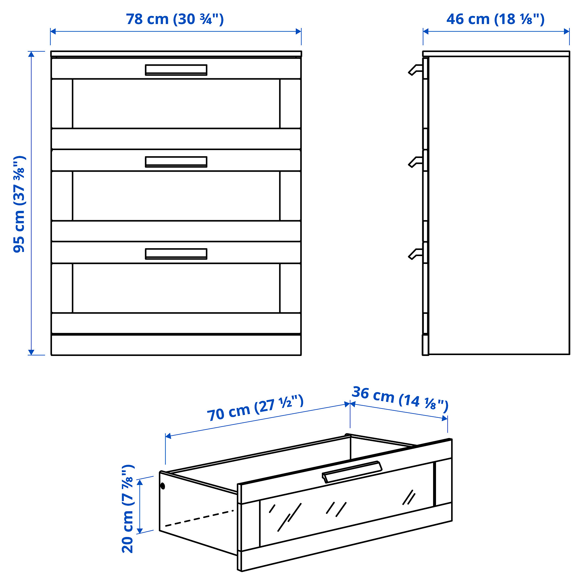 BRIMNES chest of 3 drawers