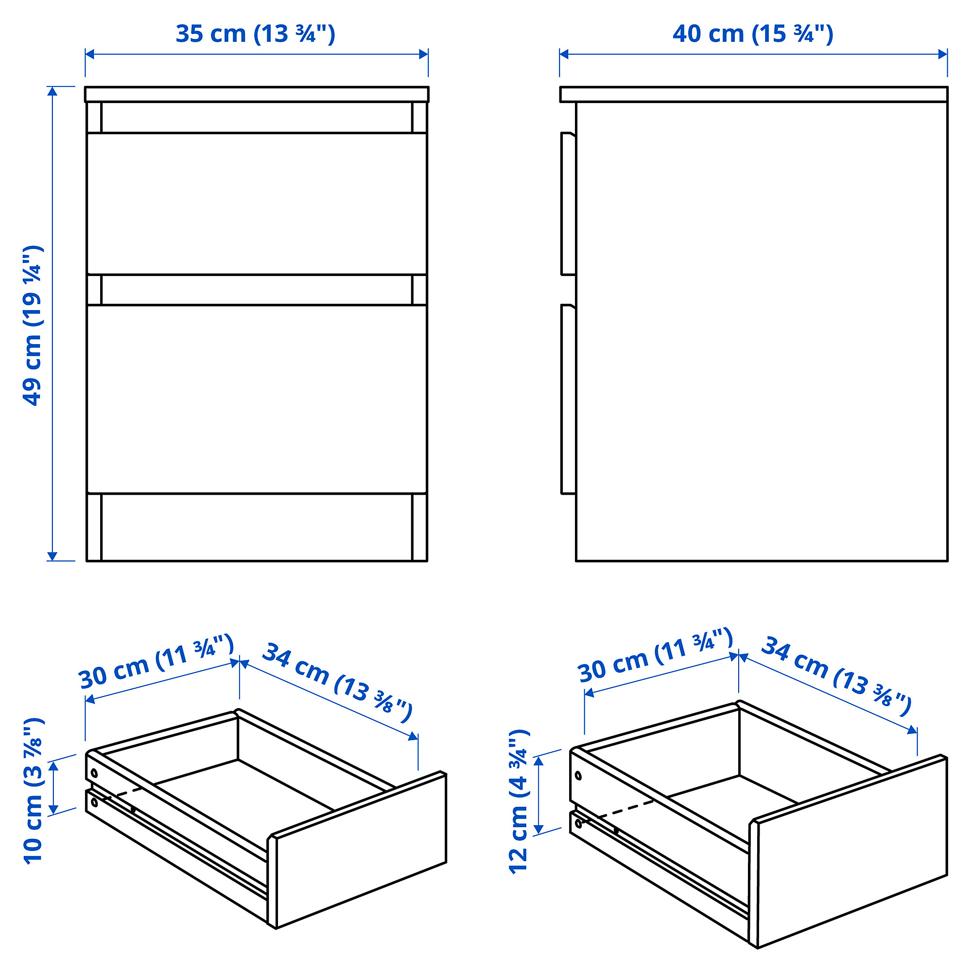 KULLEN chest of 2 drawers