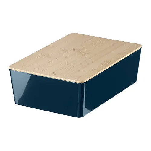 KUGGIS - box with lid, black-blue/bamboo, 18x26x8 cm | IKEA Taiwan Online - E1007897_S4