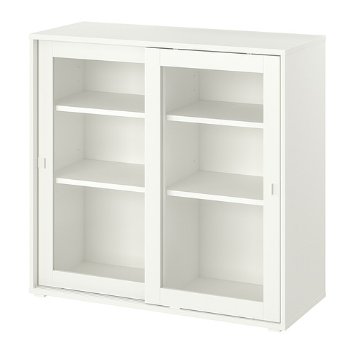 VIHALS - cabinet with sliding glass doors, white, 95x37x90 cm | IKEA Taiwan Online - PE906388_S4