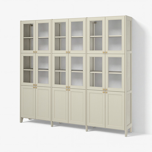 GULDDRAGARE - storage combination, beige with 6 doors/clear glass with doors, 238x37x216 cm | IKEA Taiwan Online - E1044378_S4