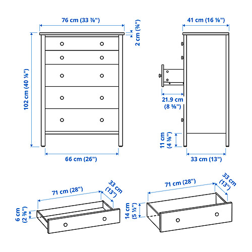 KILBERGET chest of 5 drawers