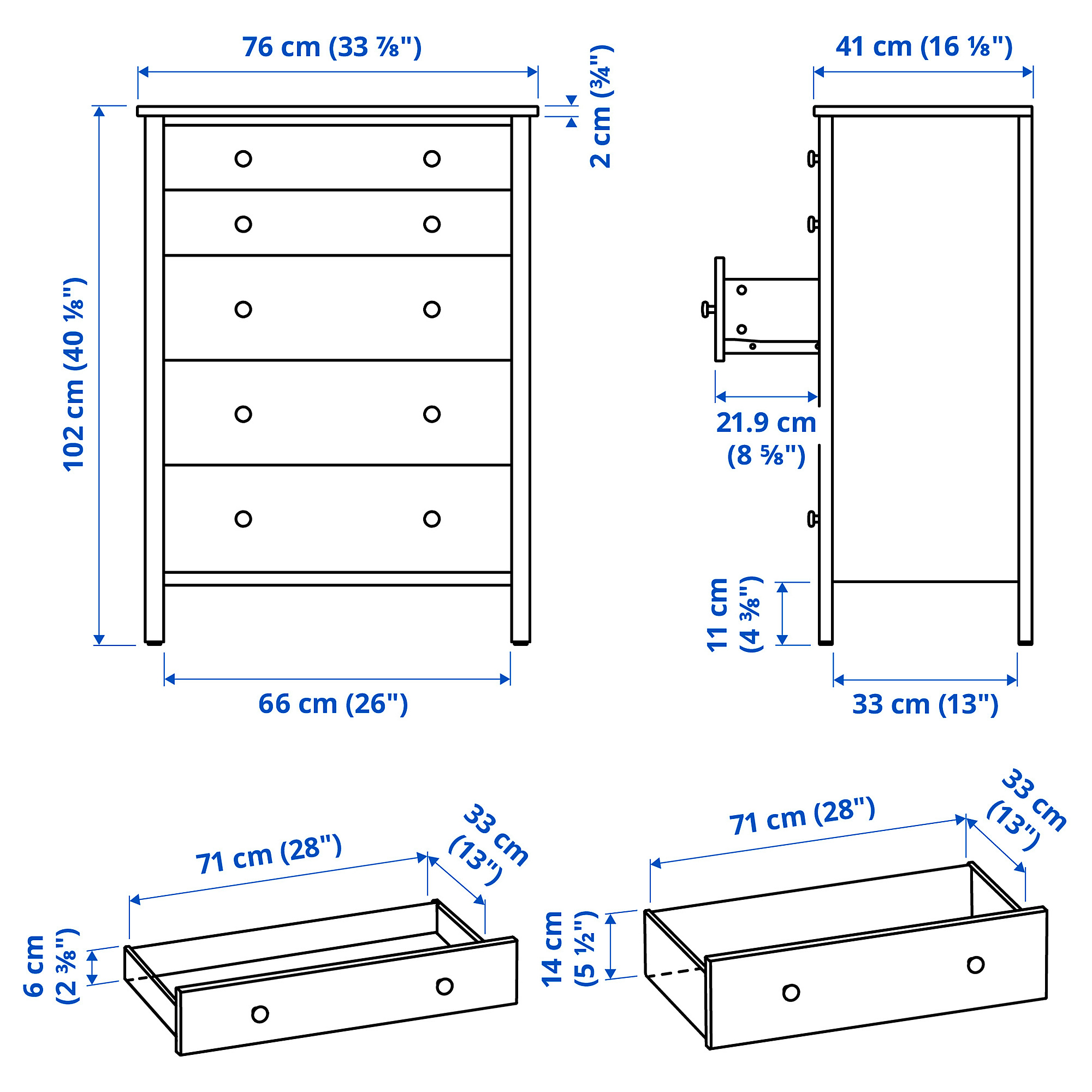 KILBERGET chest of 5 drawers