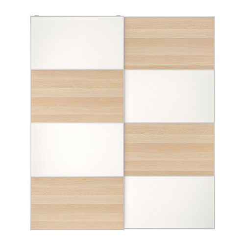MEHAMN - pair of sliding doors, white stained oak effect/white | IKEA Taiwan Online - PE724965_S4