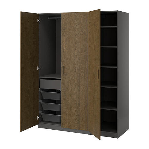 PAX/TONSTAD - 衣櫃/衣櫥組合, 深灰色/棕色 染色橡木貼皮, 150x60x201 公分 | IKEA 線上購物 - PE938583_S4