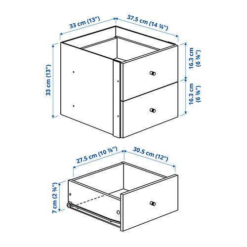 KALLAX shelving unit with 10 inserts