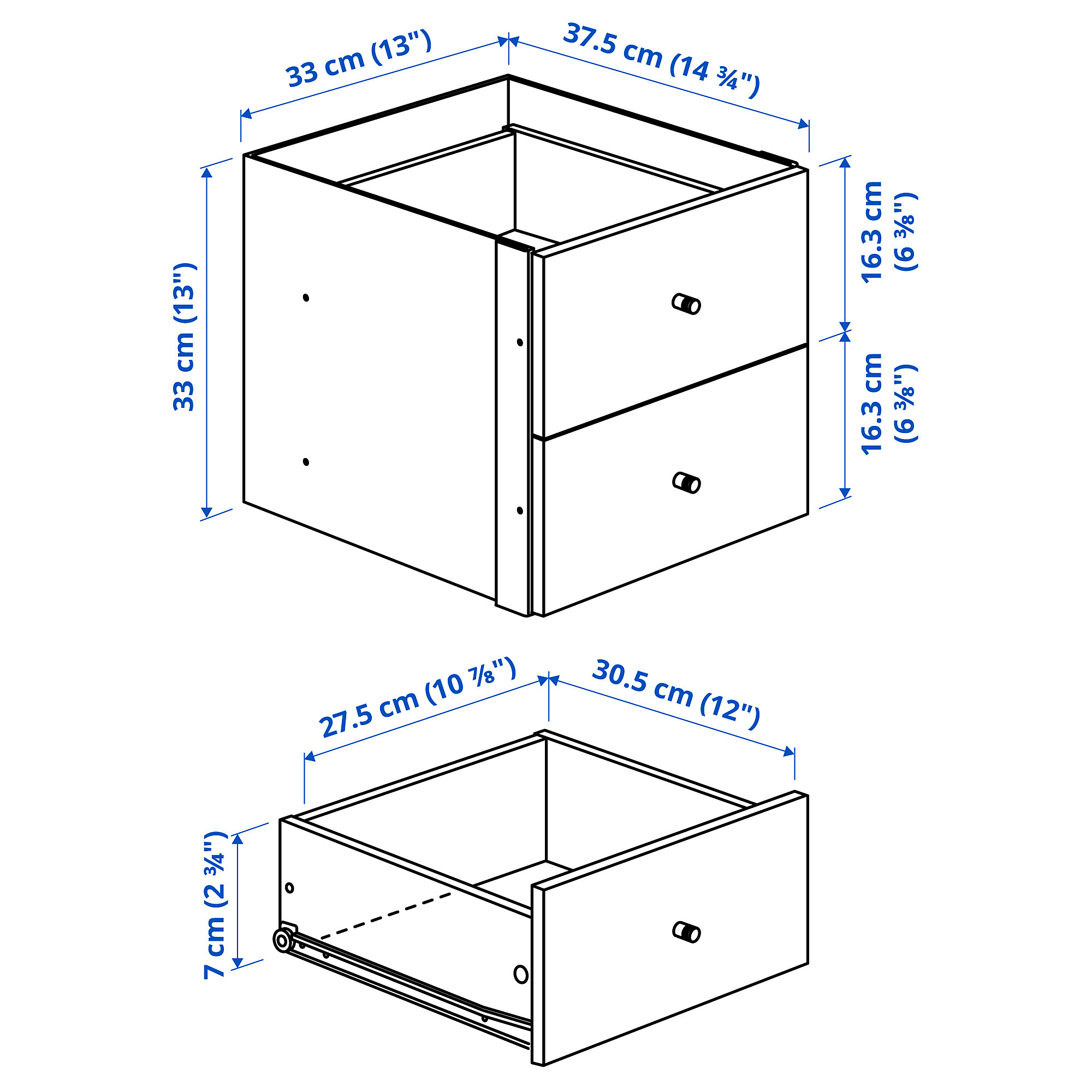 KALLAX shelving unit with 2 inserts