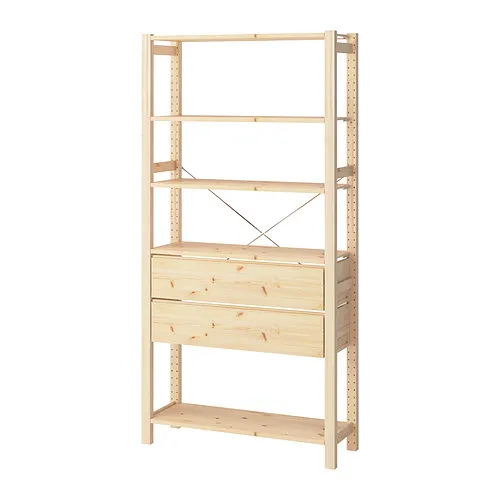 IVAR - 收納組合, 松木/附5塊層板 附2個抽屜, 89x30x179 公分 | IKEA 線上購物 - PE969940_S4