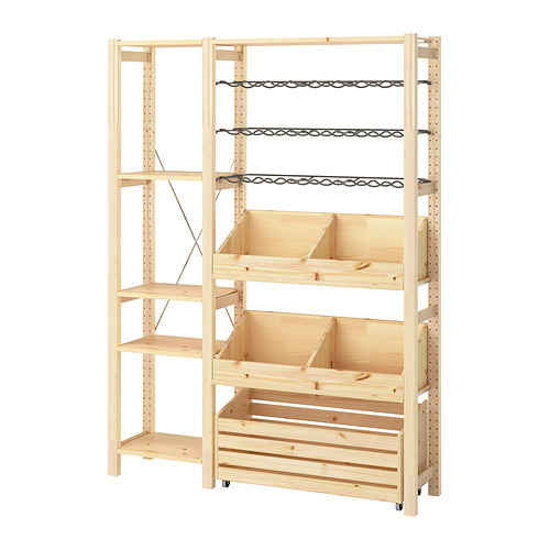 IVAR - 層板組, 含瓶架 含2個收納箱層架/松木, 134x30x179 公分 | IKEA 線上購物 - PE969947_S4