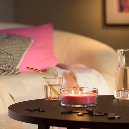 LOTSFÅGEL scented candle in glass, 3 wicks
