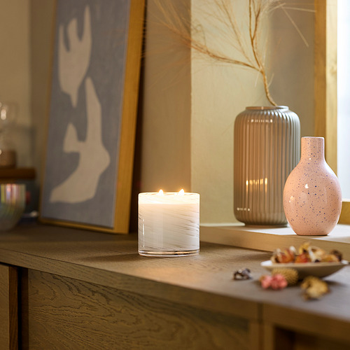 KRONSÅNGARE scented candle in glass, 2 wicks