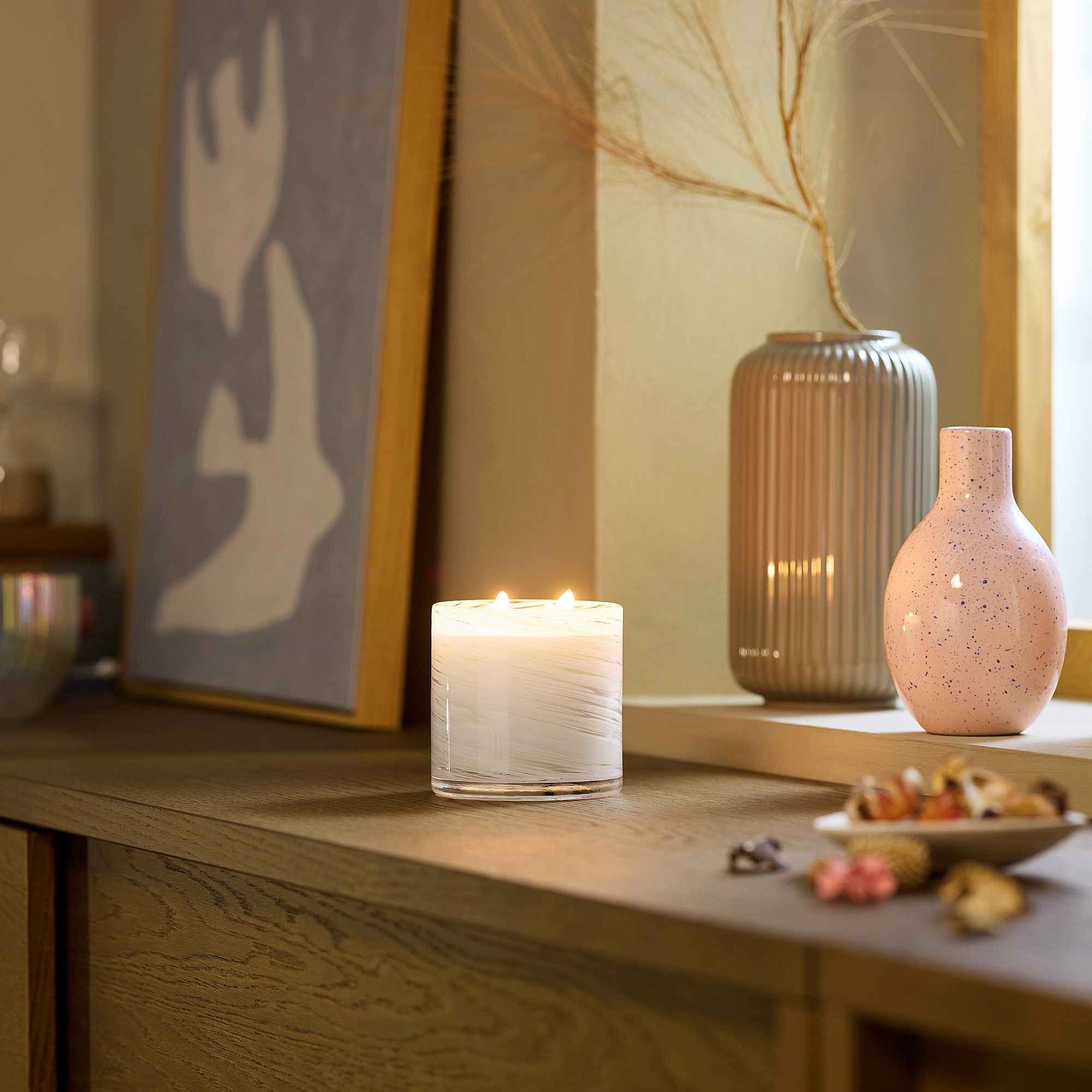 KRONSÅNGARE scented candle in glass, 2 wicks