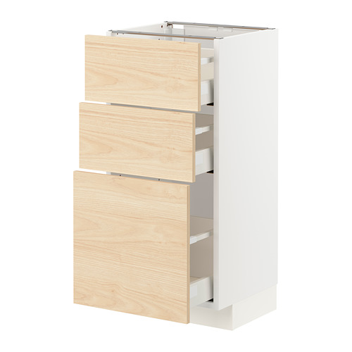 METOD/MAXIMERA - 附3抽底櫃, 白色/Askersund 淺色梣木紋 | IKEA 線上購物 - PE769134_S4
