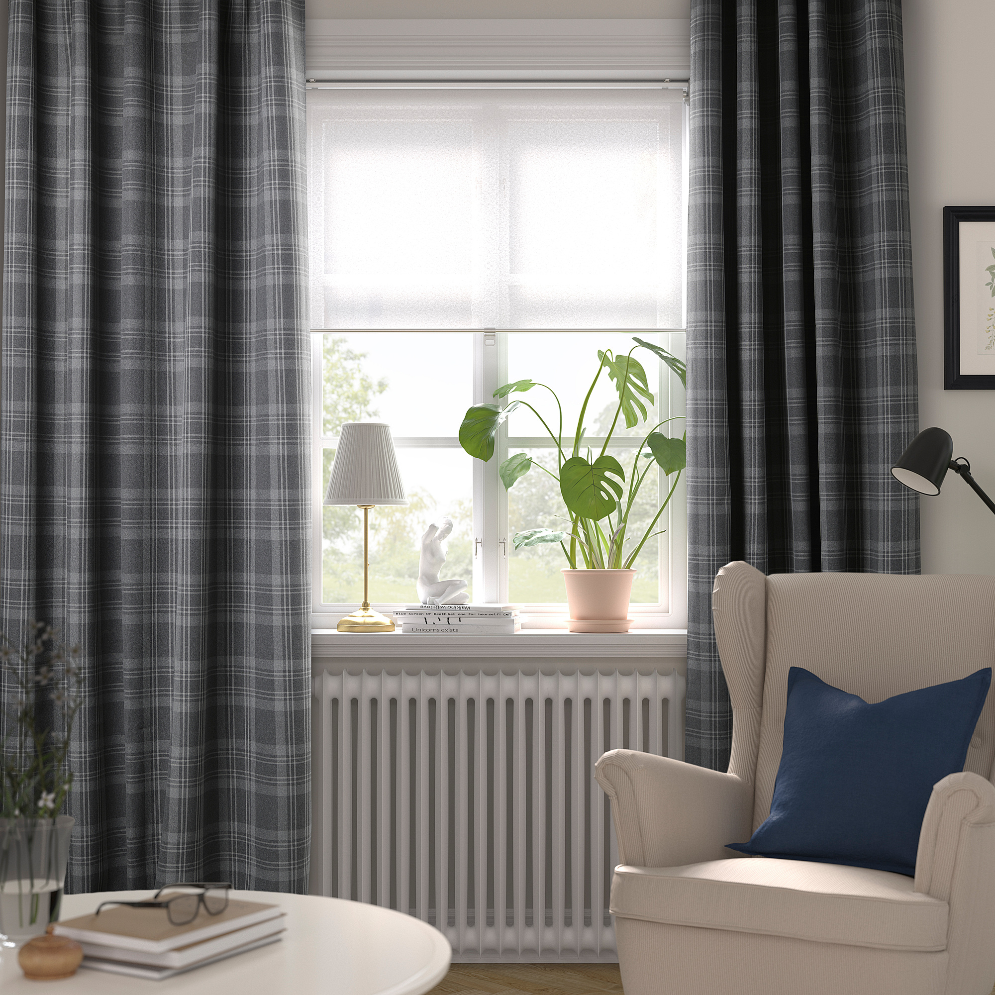 HÄGGVECKMAL room darkening curtains, 1 pair