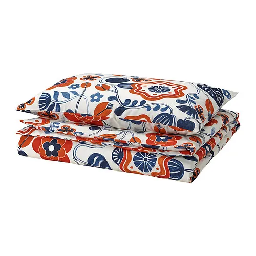 KANONVISKA - 被套附一個枕頭套, 白色 彩色/花朵圖形, 150x200/50x80 公分 | IKEA 線上購物 - PE970049_S4