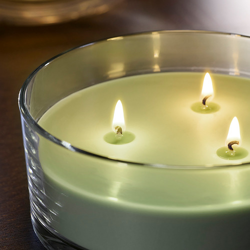 LOTSFÅGEL scented candle in glass, 3 wicks