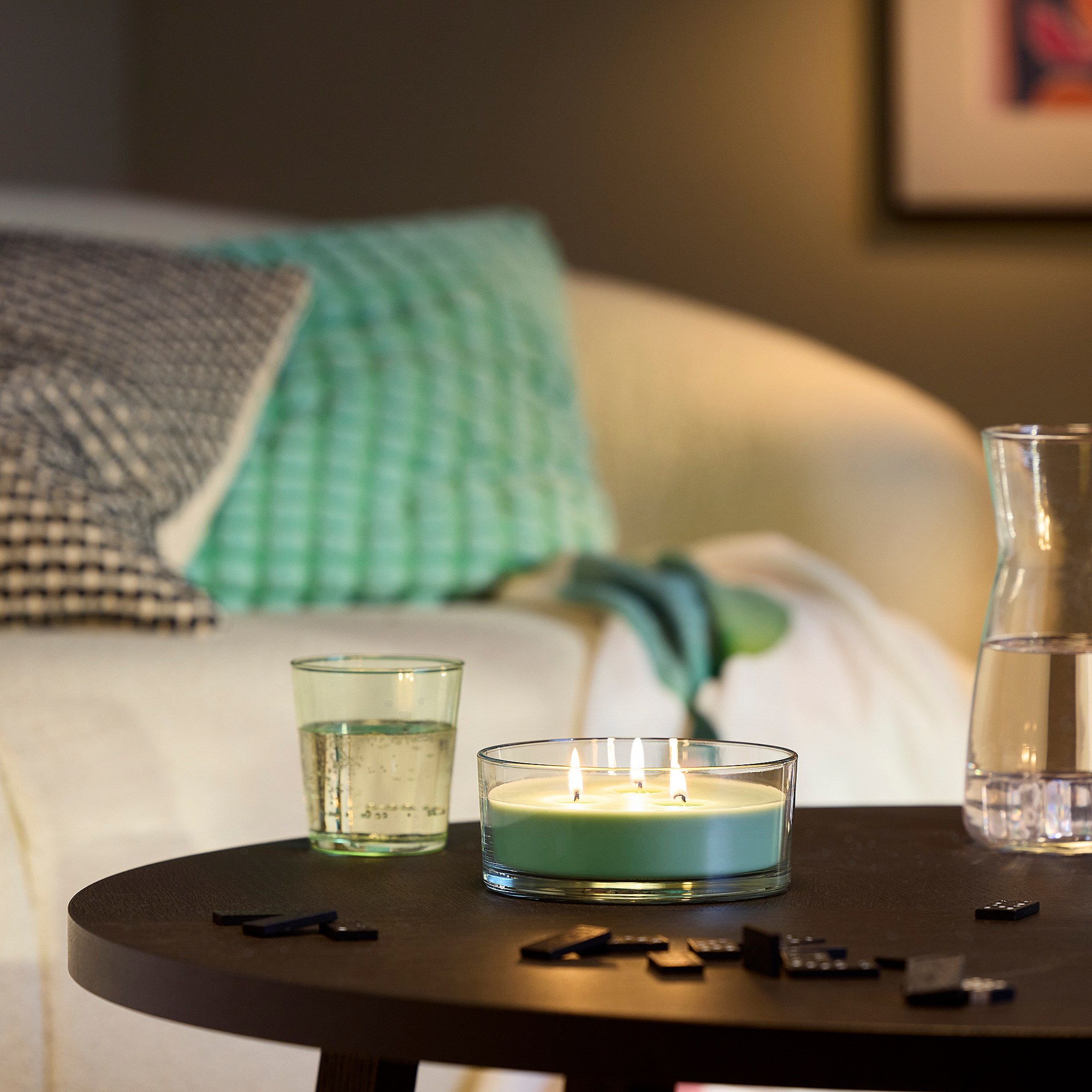 LOTSFÅGEL scented candle in glass, 3 wicks