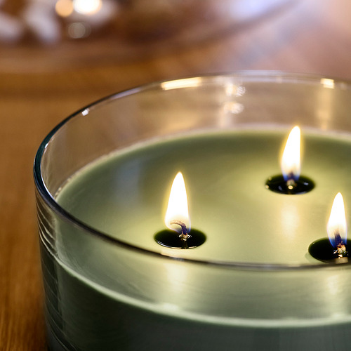 LOTSFÅGEL scented candle in glass, 3 wicks