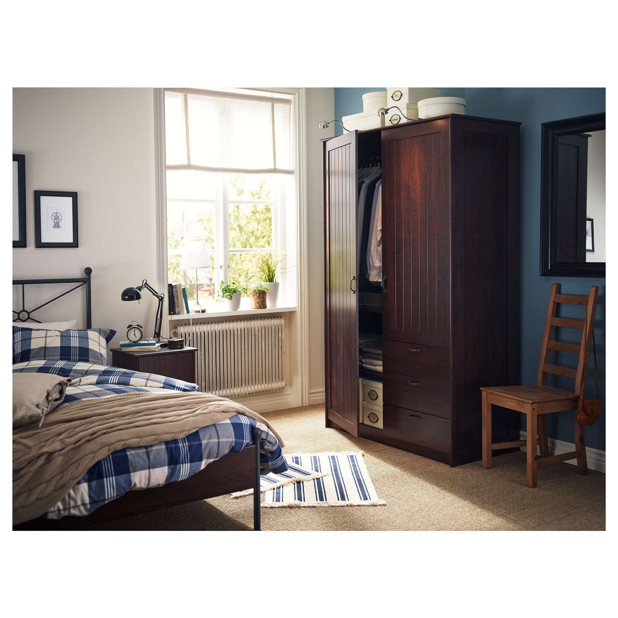 MUSKEN wardrobe with 2 doors+3 drawers