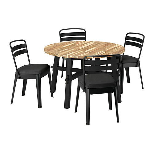 SKOGSTA/RAMSNÄS - table and 4 chairs, acacia black/anthracite Vissle dark grey, 120 cm | IKEA Taiwan Online - E1008324_S4