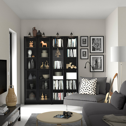 BILLY/OXBERG bookcase combination w glass doors