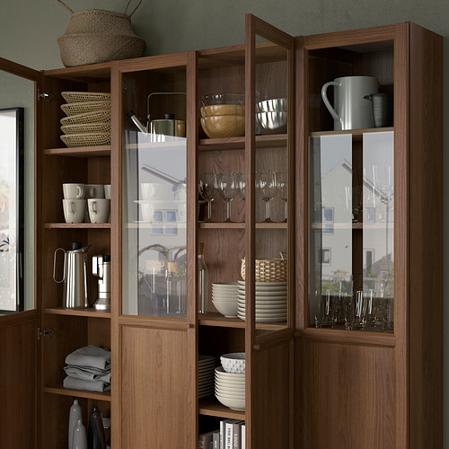 BILLY/OXBERG bookcase comb w panel/glass doors