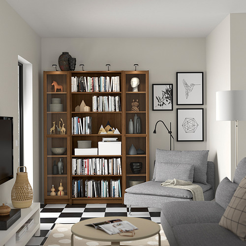 BILLY/OXBERG bookcase combination w glass doors