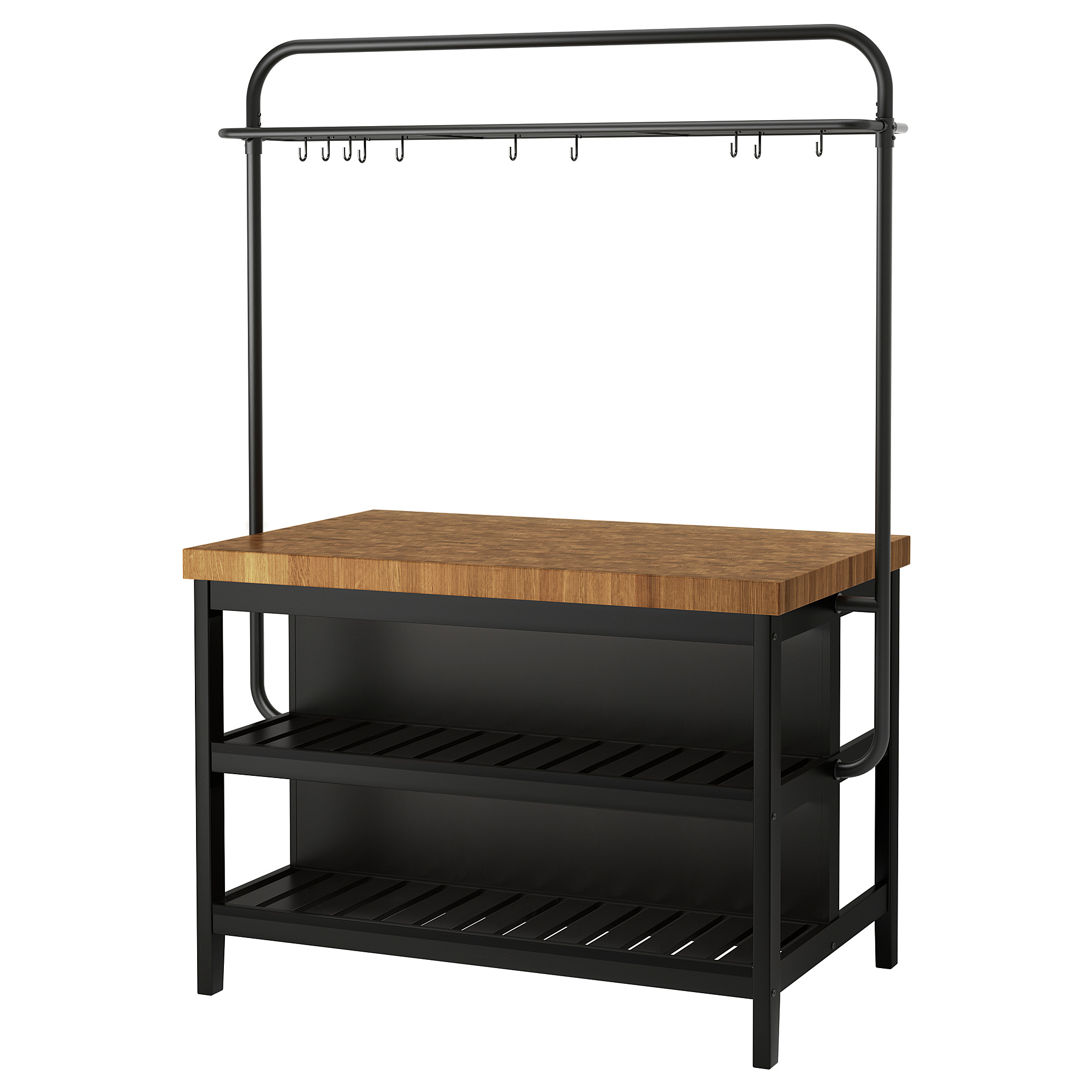 VADHOLMA kitchen island with rack