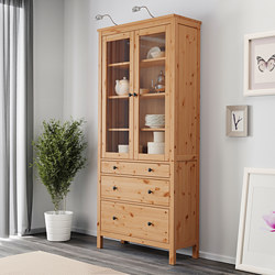 HEMNES - glass-door cabinet with 3 drawers, white stain/light brown | IKEA Taiwan Online - PE769478_S3