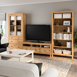 HEMNES - TV storage combination, white stain/light brown clear glass | IKEA Taiwan Online - PE769472_S3