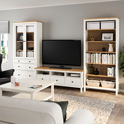 HEMNES - TV storage combination, black-brown/light brown clear glass | IKEA Taiwan Online - PE776188_S3