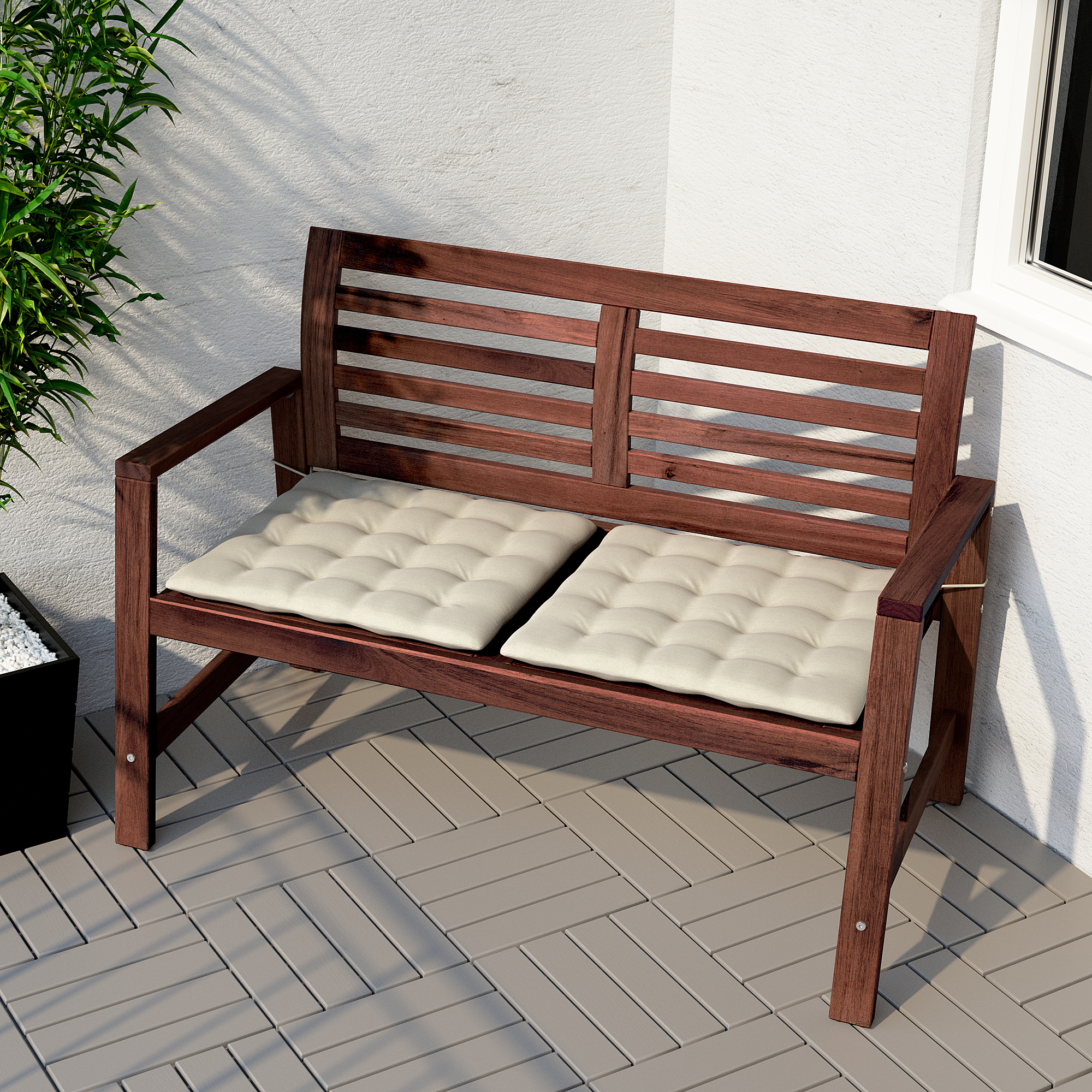 ÄPPLARÖ bench with backrest, outdoor, brown stained IKEA Taiwan Online