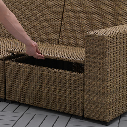 SOLLERÖN - 3-seat modular sofa, outdoor, brown/Frösön/Duvholmen dark grey | IKEA Taiwan Online - PE656970_S4