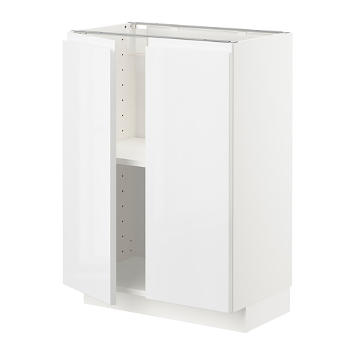 METOD - base cabinet with shelves/2 doors, white/Voxtorp high-gloss/white | IKEA Taiwan Online - PE725566_S4